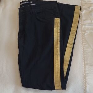 Zara Black Skinny Jeans W/ Gold Stripe Detail
